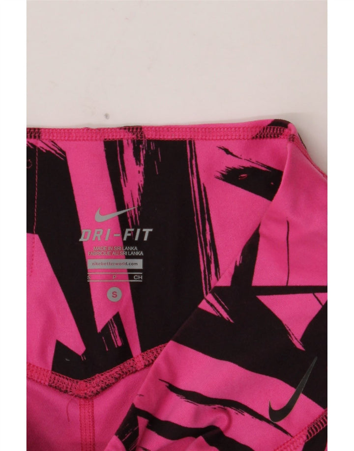 NIKE Leggings Dri Fit para mujer UK 10 Small Pink Geométrico Poliéster