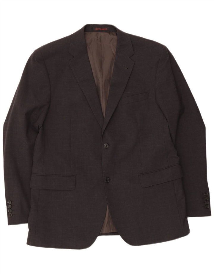 Jeff Banks Chaqueta tipo blazer de 2 botones para hombre UK 42 XL Lana gris