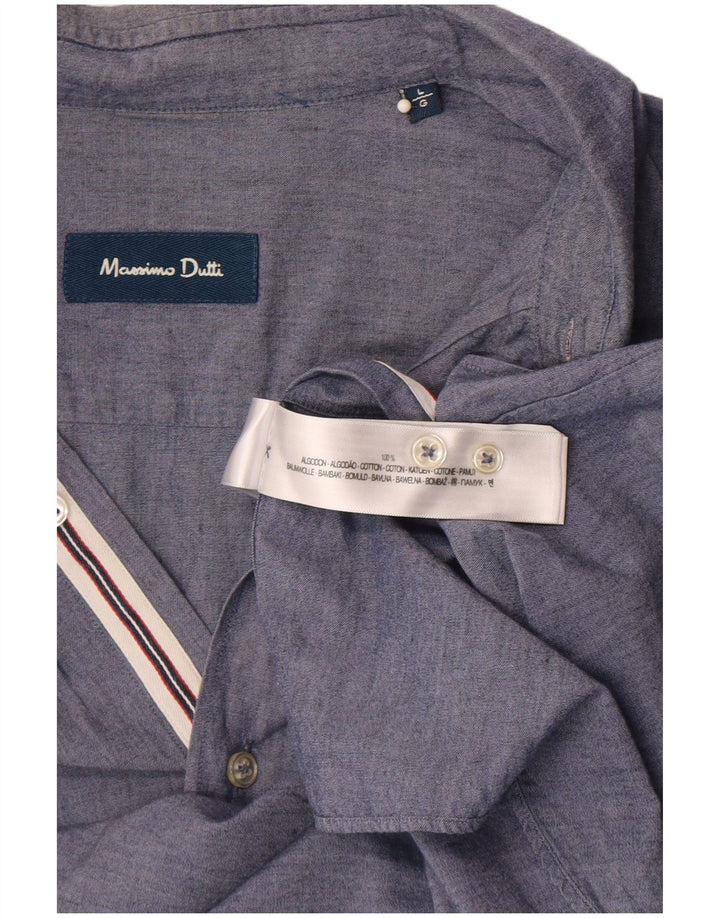 Camisa Massimo Dutti Hombre Grande Gris Algodón