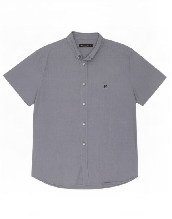 French Connection Camisa de manga corta para hombre XL Azul Algodón