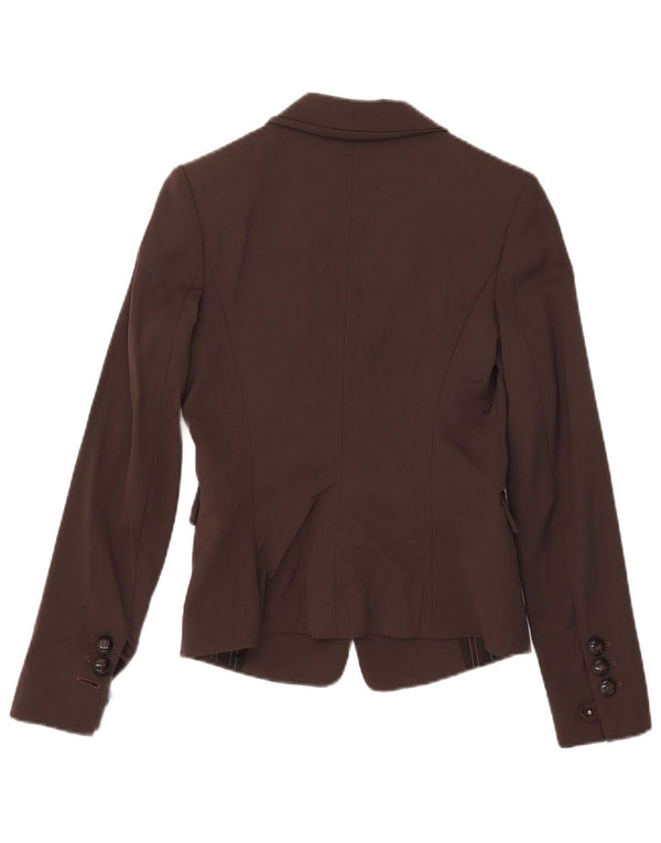 Pinko Chaqueta tipo blazer con 1 botón para mujer UK 8 Small Lana marrón