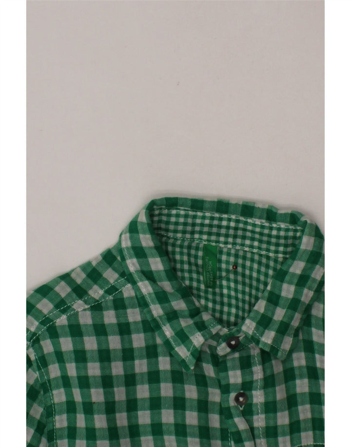 BENETTON Camisa Manga Corta Niño 10-11 Años Vichy Verde