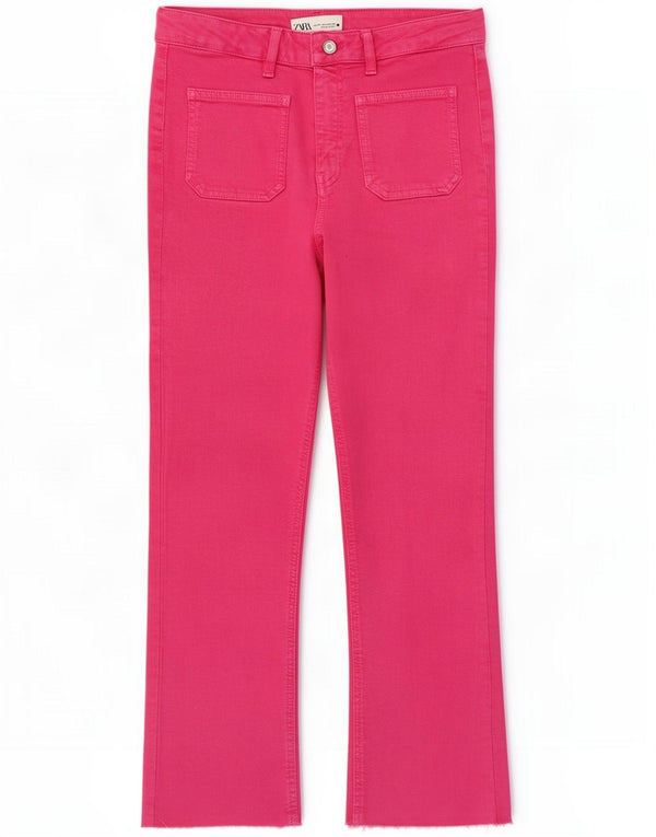 Zara Jeans rectos para mujer EU 38 Small W28 L26 Algodón rosa