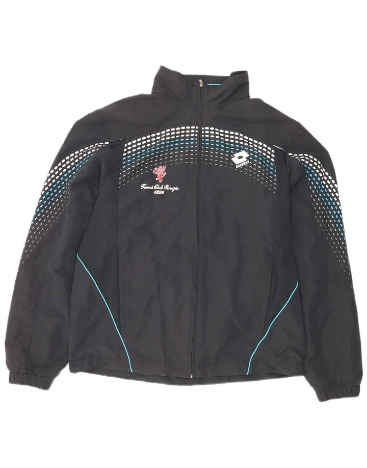 LOTTO Mens Tennis Club Perugia Graphic Chándal Top Chaqueta Grande Negro