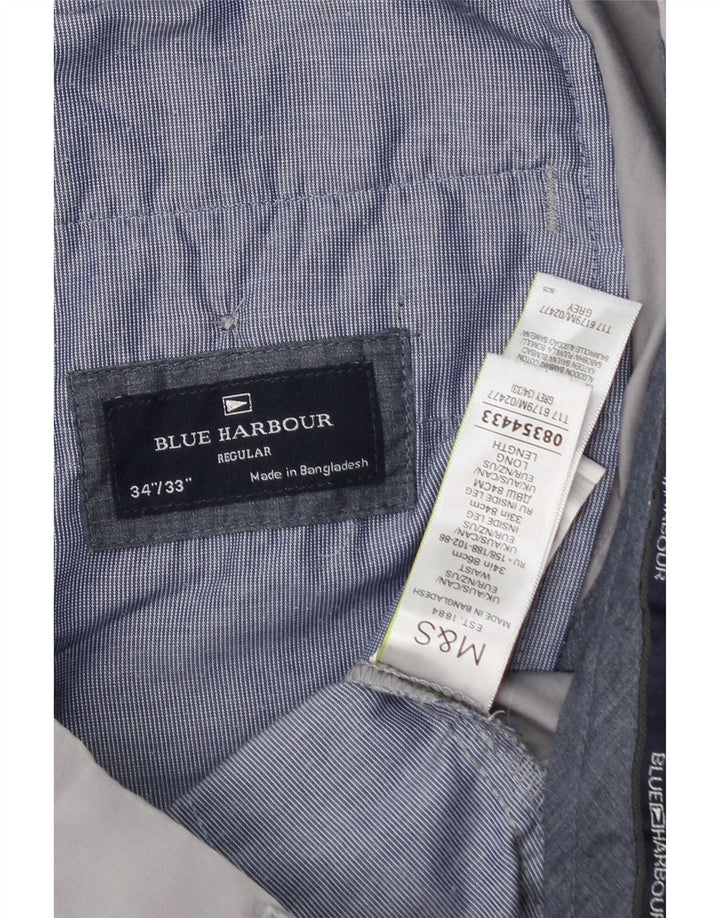 Marks & Spencer Pantalón chino azul Harbor de corte regular para hombre W34 L33 Gris