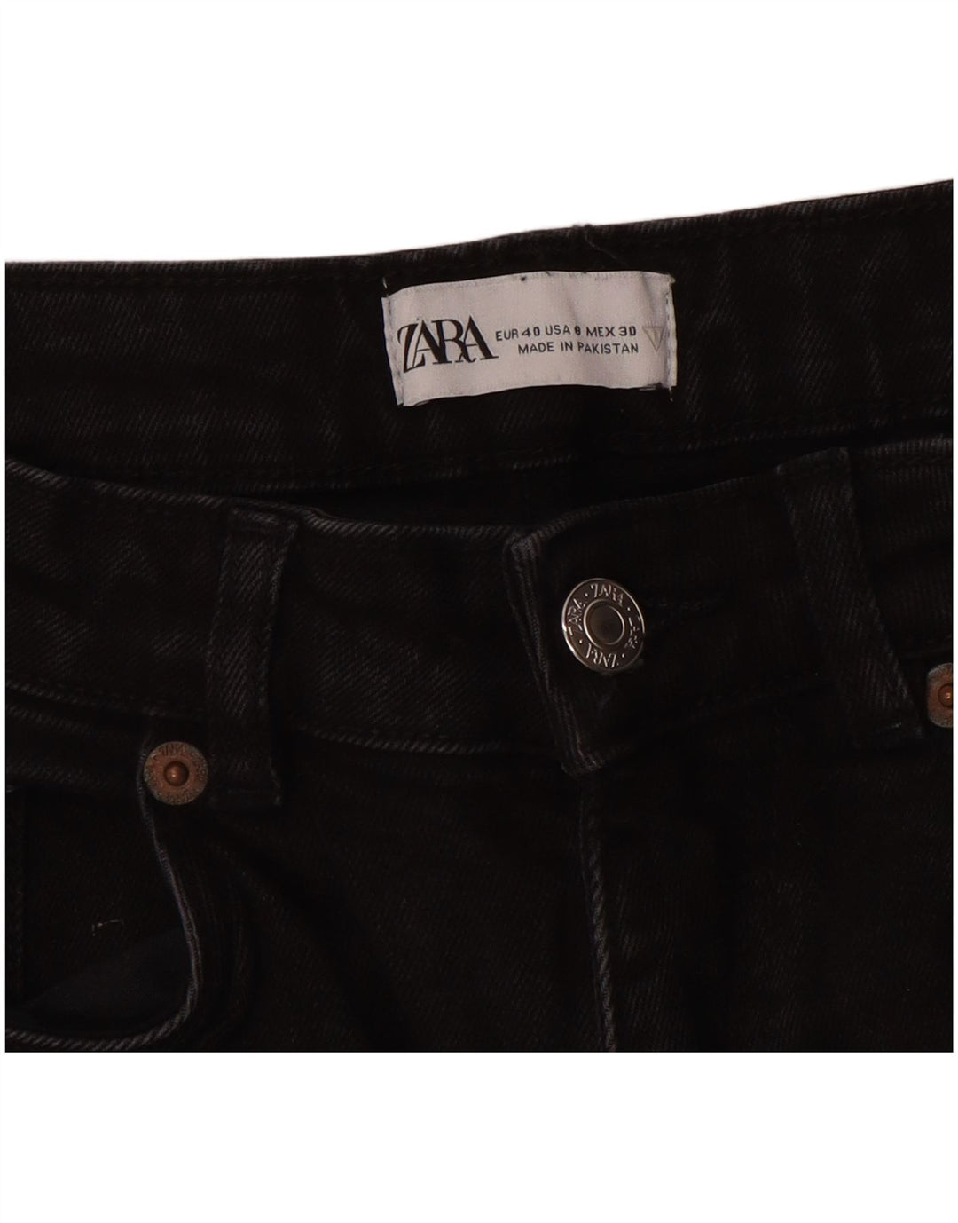 Zara Jeans Cortos Mujer EU 40 Mediano W30 L24 Negro