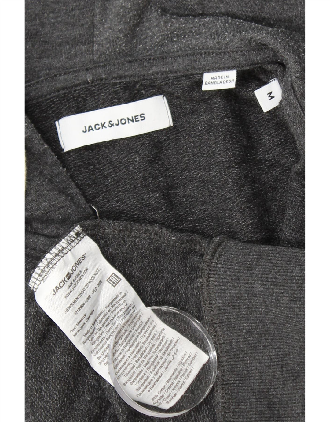 JACK & JONES Sudadera con capucha y cremallera para hombre de algodón gris medio