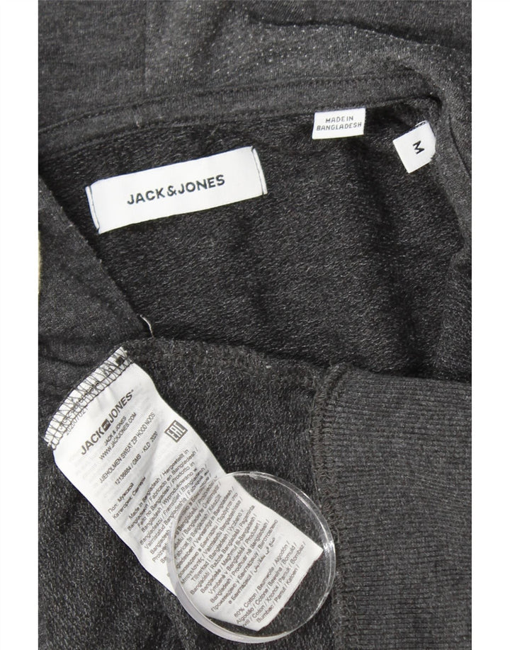 JACK & JONES Sudadera con capucha y cremallera para hombre de algodón gris medio