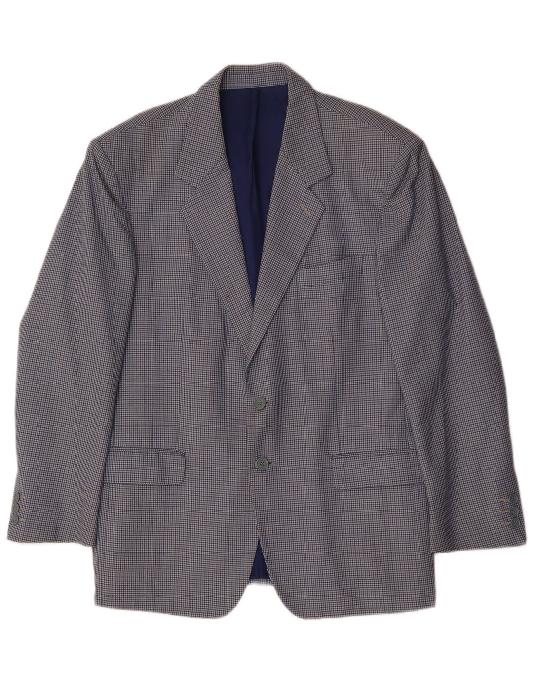 VINTAGE Chaqueta Blazer de 2 Botones para Hombre IT 50 Lana de Cuadros Azul Grande