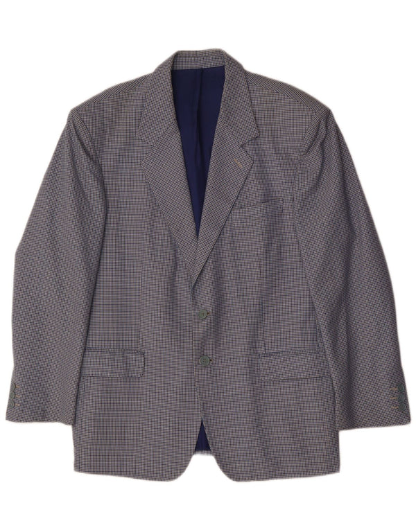 VINTAGE Chaqueta Blazer de 2 Botones para Hombre IT 50 Lana de Cuadros Azul Grande