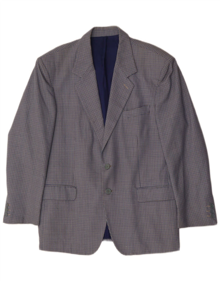 VINTAGE Chaqueta Blazer de 2 Botones para Hombre IT 50 Lana de Cuadros Azul Grande