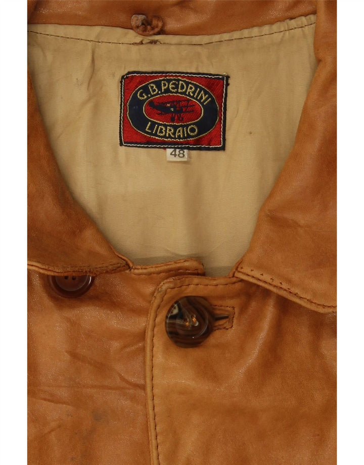 GB.PEDRINI Chaqueta de cuero para hombre IT 48 Cuero beige medio
