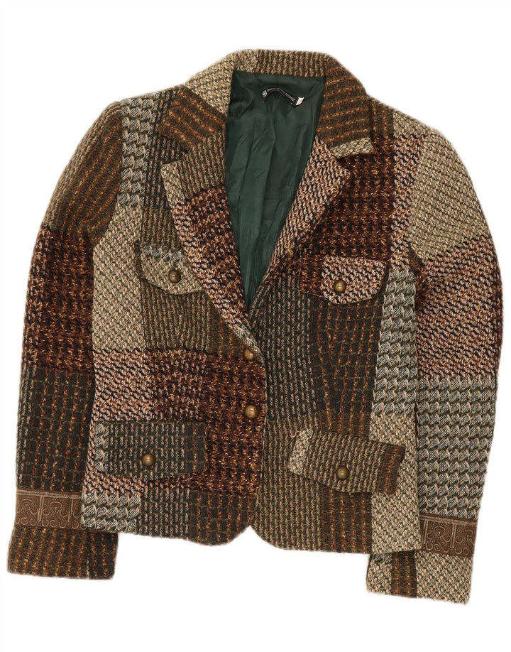 HALFON Chaqueta blazer de 2 botones para mujer IT 46 Large Patchwork multicolor