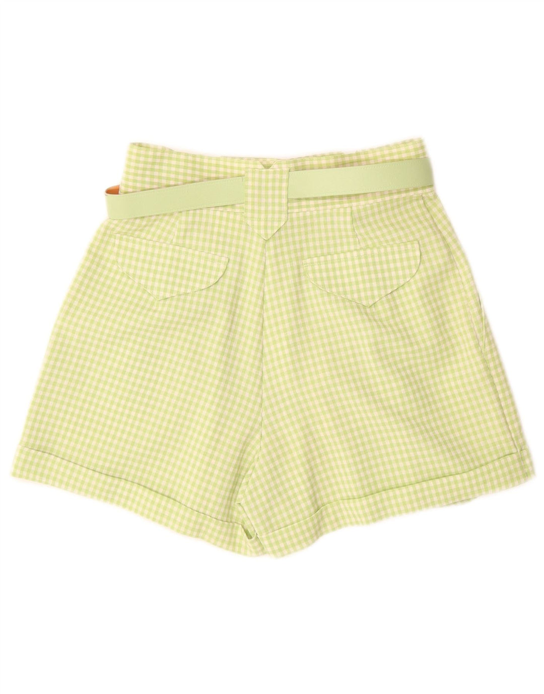 PIMKIE Pantalones cortos chinos de cintura alta para mujer IT 44 Medium W26 Green Gingham