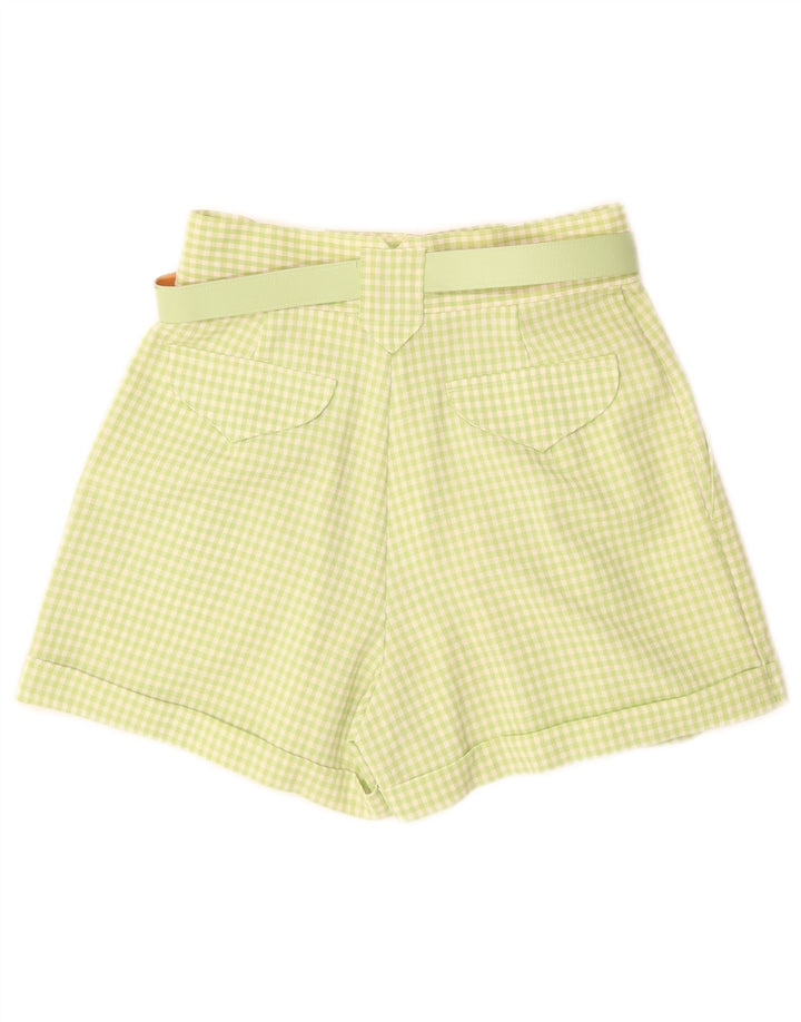 PIMKIE Pantalones cortos chinos de cintura alta para mujer IT 44 Medium W26 Green Gingham