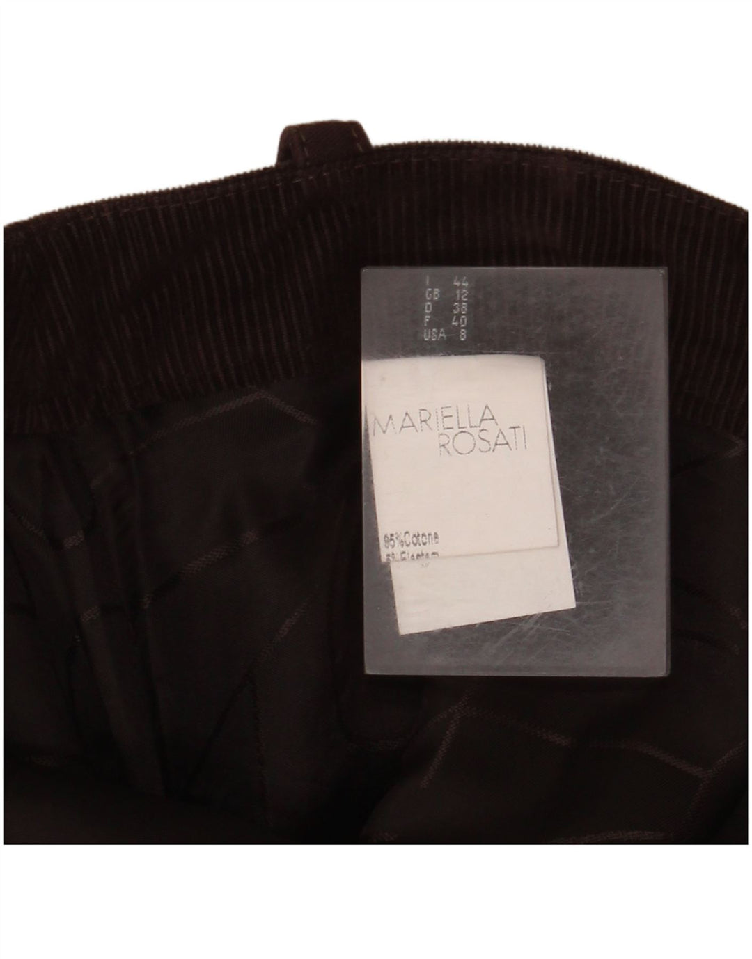 MARIELLA ROSATI Falda larga de pana para mujer UK 12 Medium W32 Algodón marrón