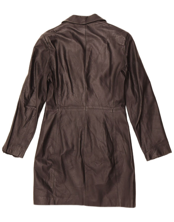 Abrigo de cuero vintage para mujer IT 44 Cuero negro medio