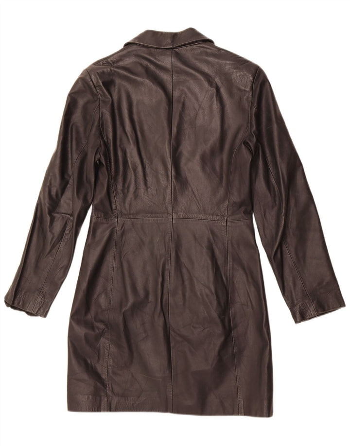 Abrigo de cuero vintage para mujer IT 44 Cuero negro medio