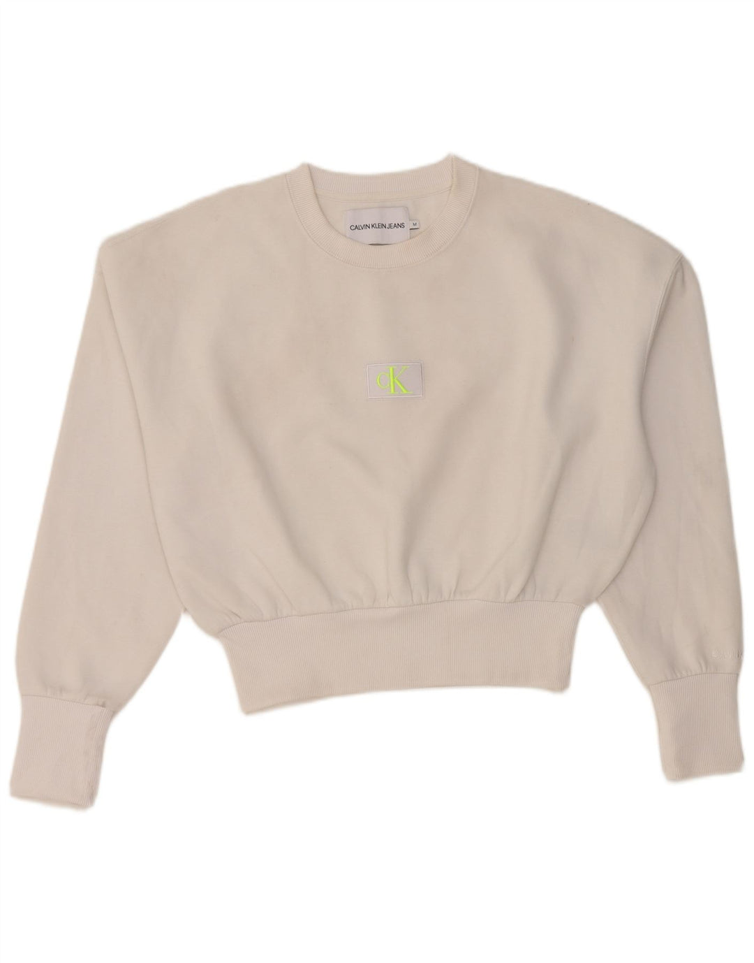 Calvin Klein Jeans - Sudadera extragrande para mujer, talla 40, tamaño mediano, color blanco