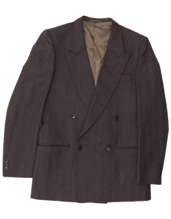 VENTANNI Chaqueta tipo blazer con doble botonadura para hombre IT 46 Small Grey Virgin Wool