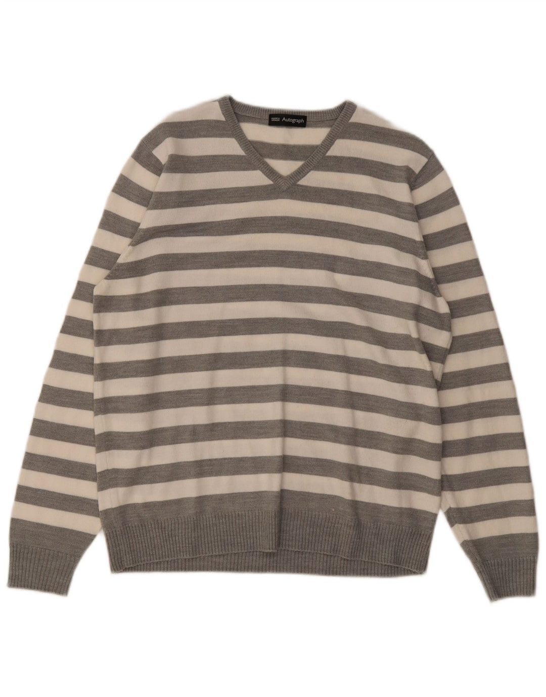 Marks & Spencer Suéter con Cuello en V Autograph para Hombre Rayas Gris Medio
