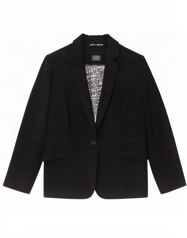 Marks & Spencer Chaqueta tipo blazer con 1 botón para mujer UK 20 2XL Poliéster negro