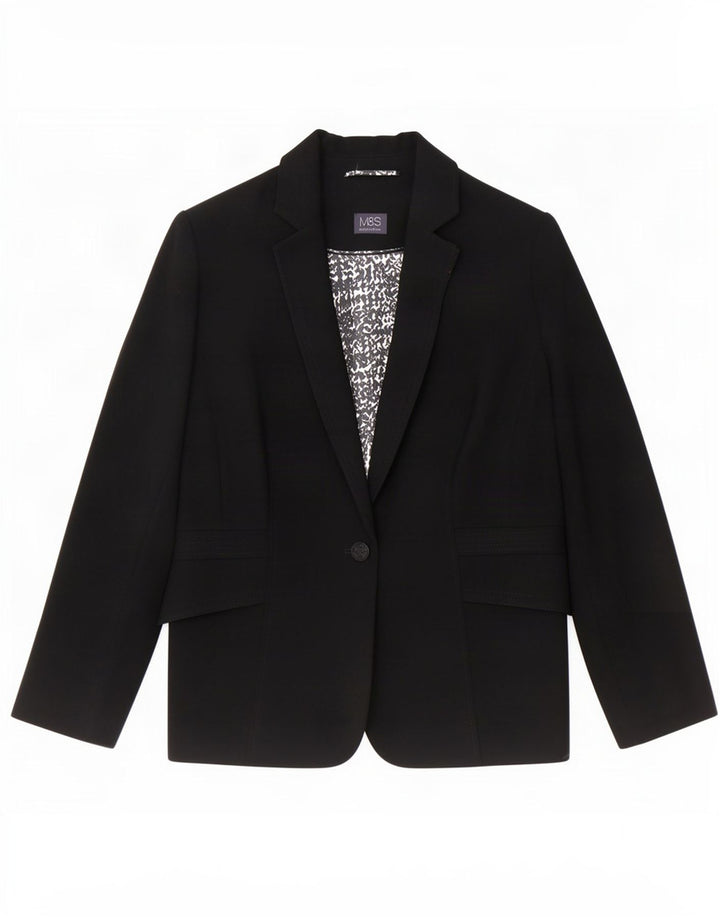 Marks & Spencer Chaqueta tipo blazer con 1 botón para mujer UK 20 2XL Poliéster negro