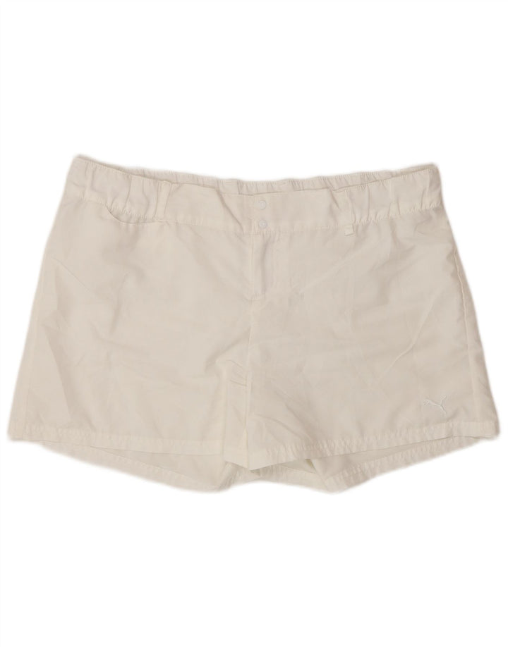 PUMA Pantalones cortos casuales para mujer UK 16 Large W34 Blanco