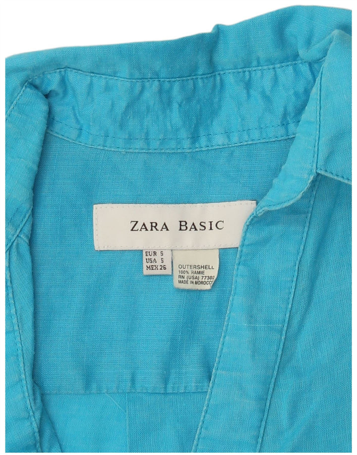 Zara Mujer Vestido Camisero Jersey UK 10 Small Blue Ramie