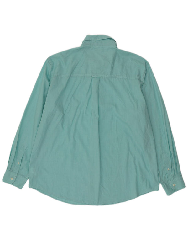 Chaps Mens Shirt 2XL Turquoise Houndstooth Cotton