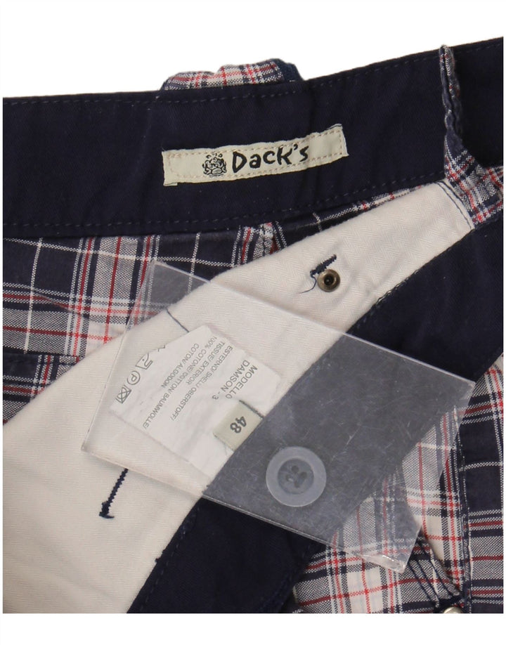 Dack's Pantalones cortos chinos para hombre IT 48 Medium W36 Algodón a cuadros azul marino