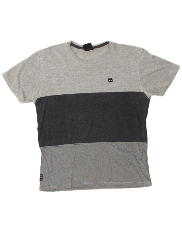 Oakley - Camiseta para hombre, color gris medio, algodón color block