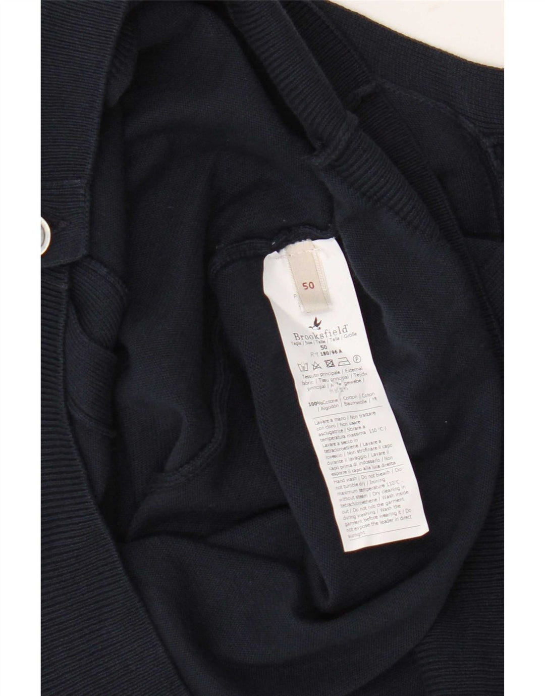 Brooksfield Suéter tipo cárdigan para hombre IT 50 Algodón azul marino mediano