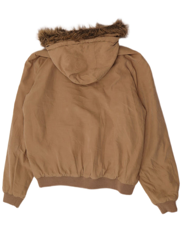 Slam Chaqueta cortavientos bomber con capucha para hombre UK 42 XL Poliéster beige