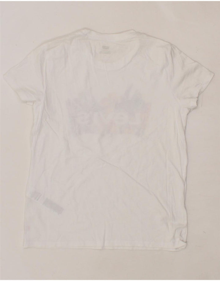 LEVI'S Womens Graphic T-Shirt Top UK 14 Medium White Cotton Vintage Levi's and Second-Hand Levi's from Messina Hembry 