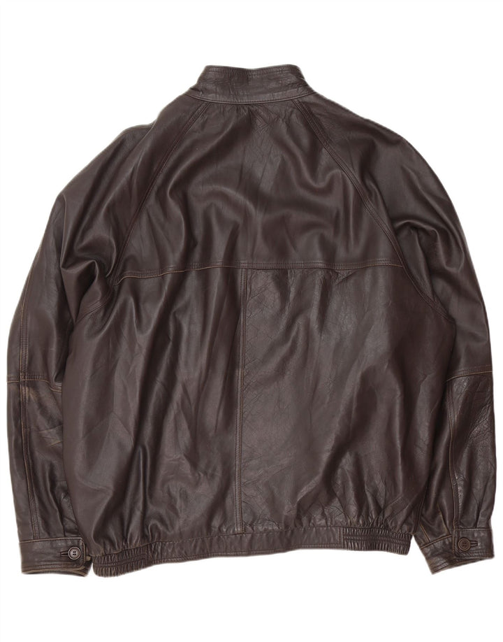 Chaqueta de cuero vintage para hombre IT 62 4XL Negro