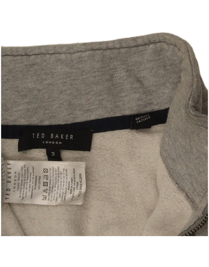 Ted Baker Sudadera con cuello y cremallera para mujer, talla 3, algodón gris medio