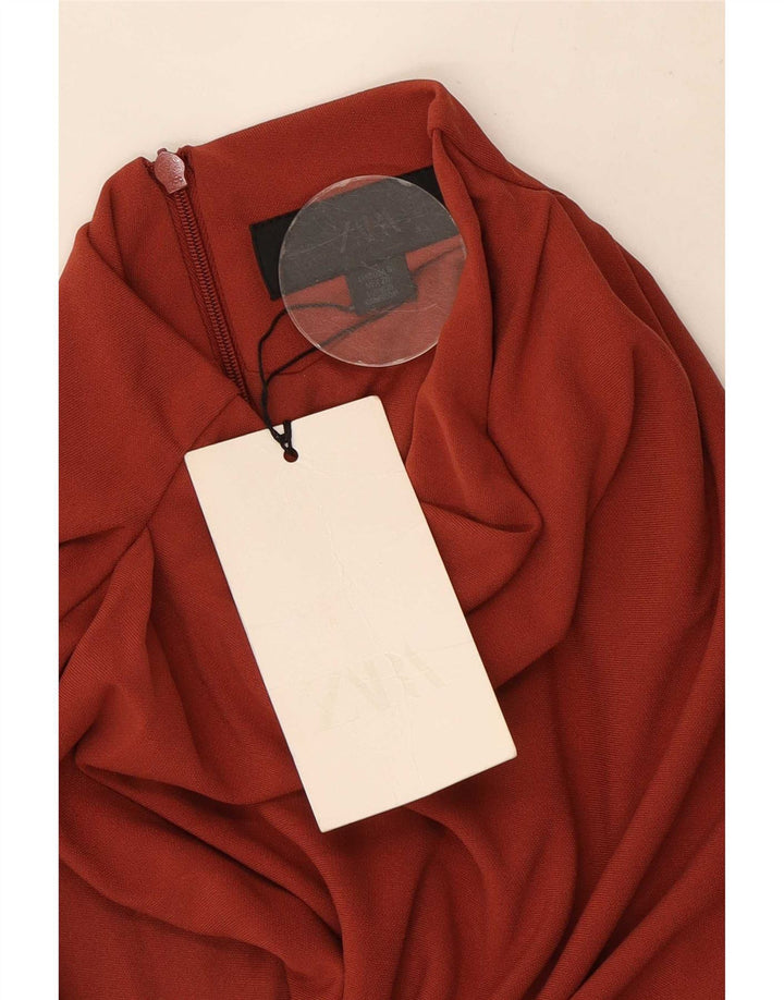 Zara Vestido largo sin mangas para mujer UK 40 Small Rojo