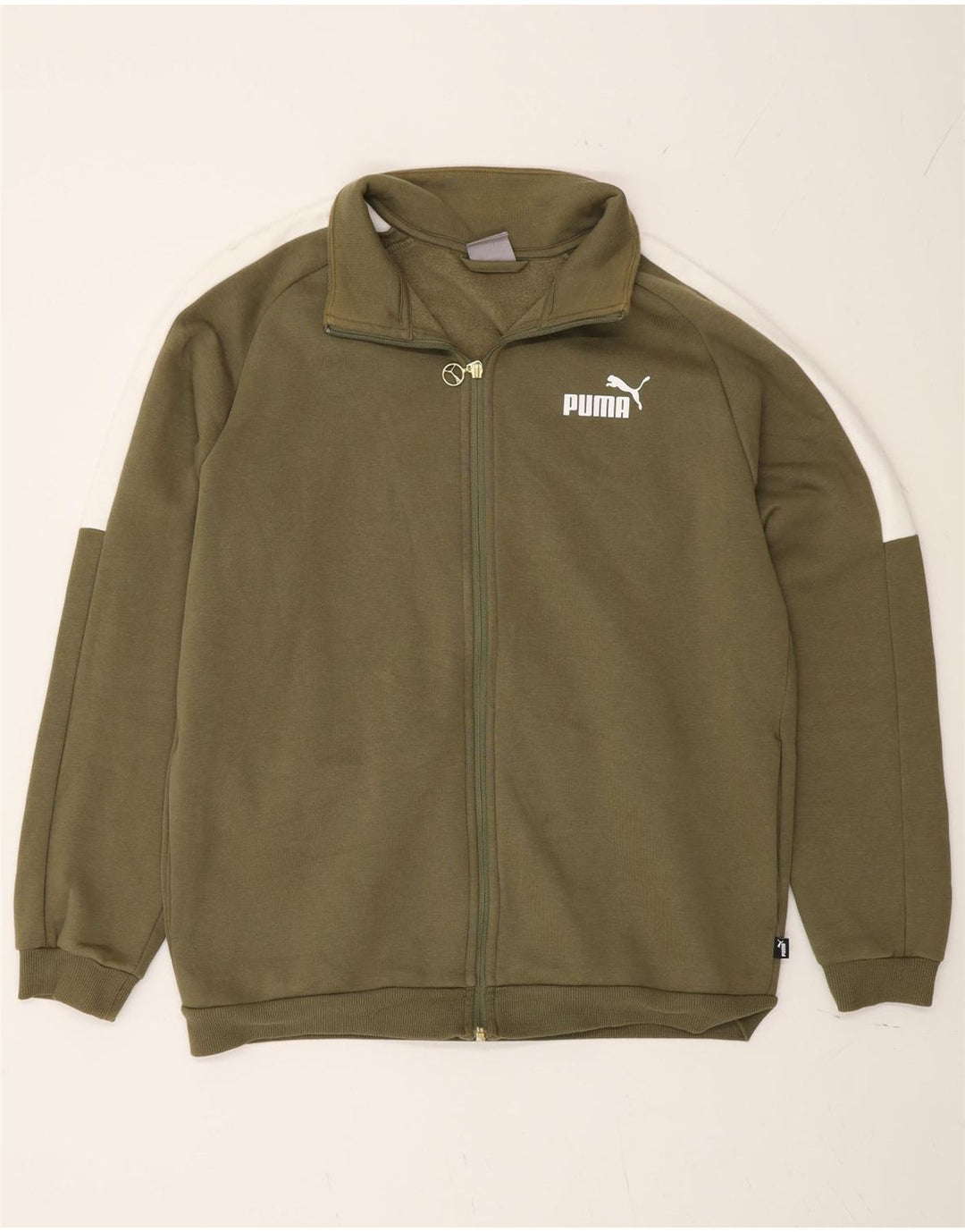 Puma Chaqueta De Chándal Superior De Algodón Caqui Medio Con Bloques De Color |