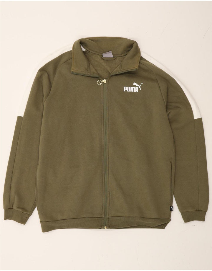 Puma Chaqueta De Chándal Superior De Algodón Caqui Medio Con Bloques De Color |