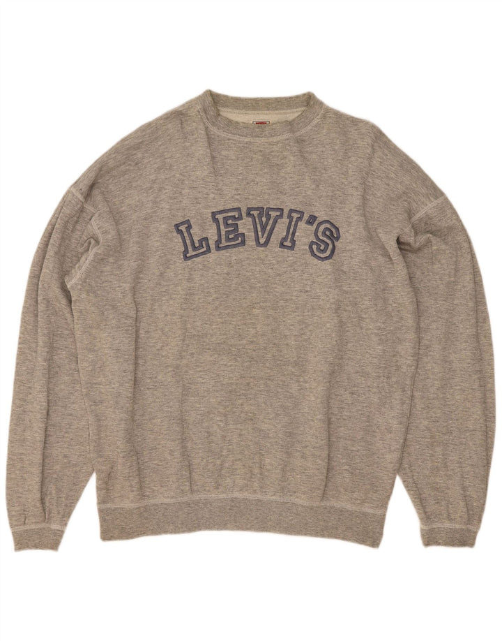 Levi's Hombre Sudadera Gráfica Jumper XL Algodón Moteado Gris