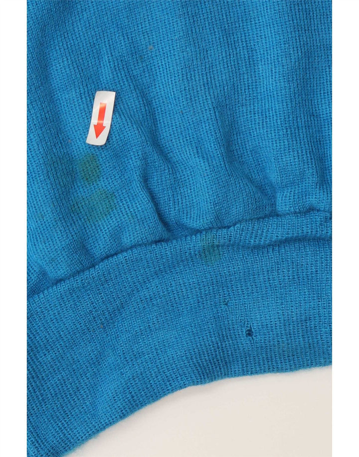 Vintage mujer rollo cuello jersey suéter Reino Unido 14 azul medio