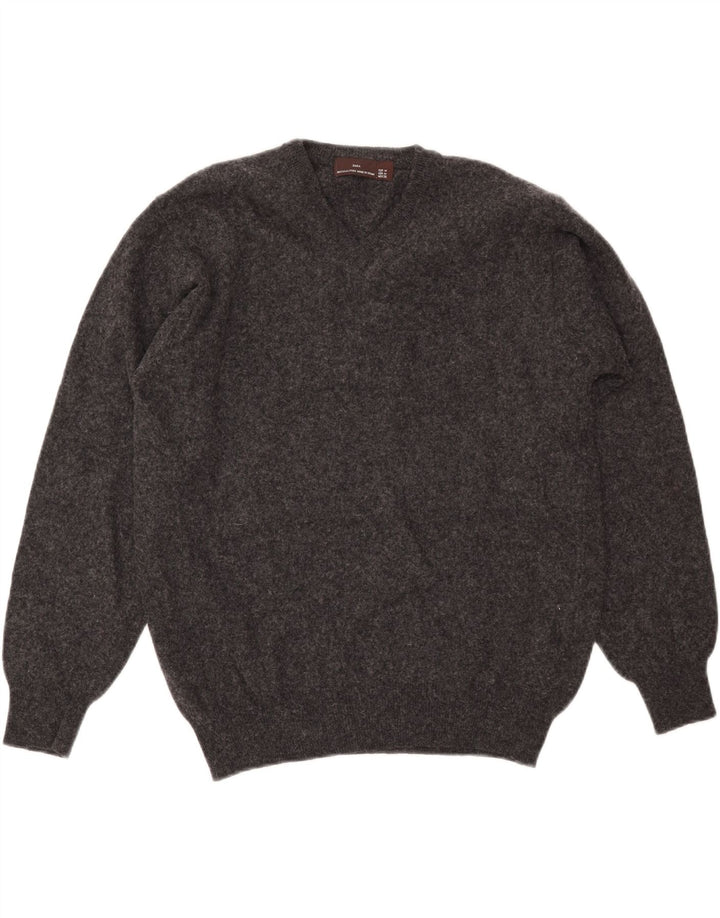 ZARA Hombre Jersey Cuello Pico Lana Gris Medio