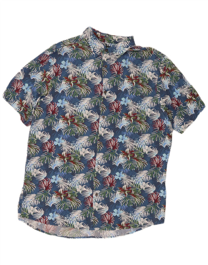Camisa Mistral Hombre Manga Corta IT 48 Viscosa Floral Azul Medio