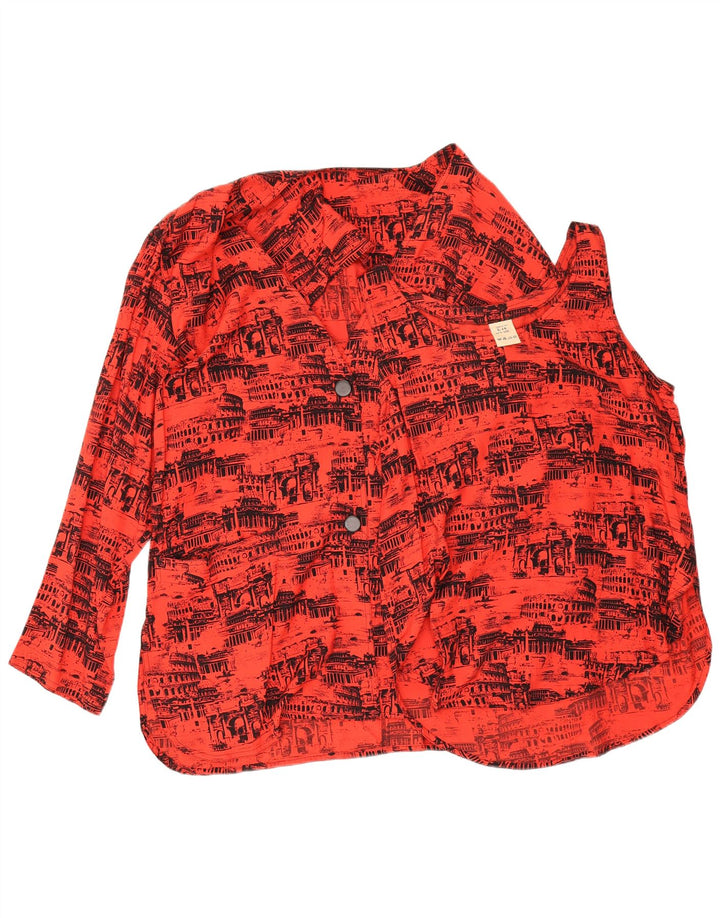 Conjunto de 2 piezas de gran tamaño con gráfico vintage para mujer IT 46 Viscosa roja grande