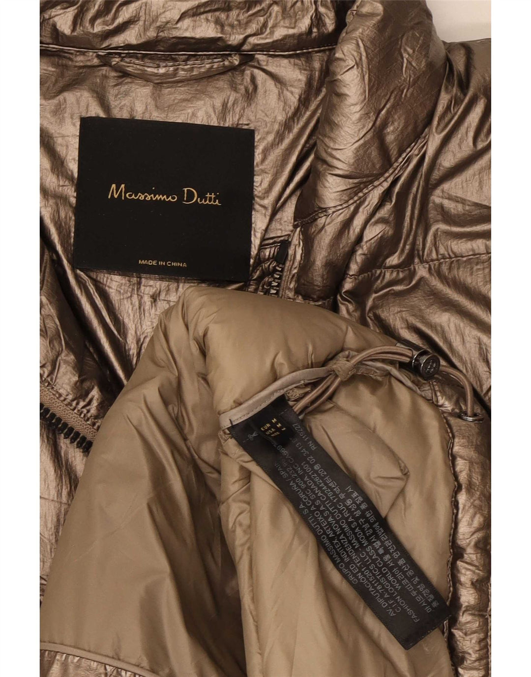 Massimo Dutti Chaqueta Acolchada Mujer UK 44 Mediana Oro Poliéster