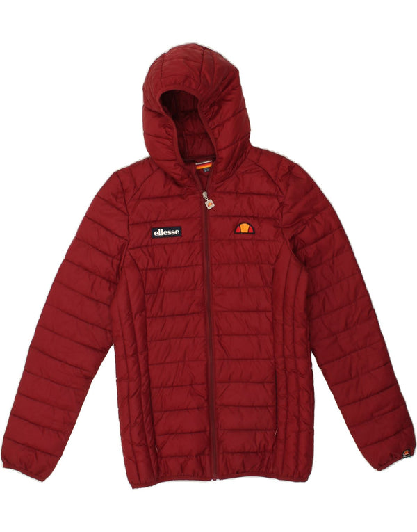 ELLESSE Womens Hooded Padded Jacket UK 10 Small Burgundy Polyester