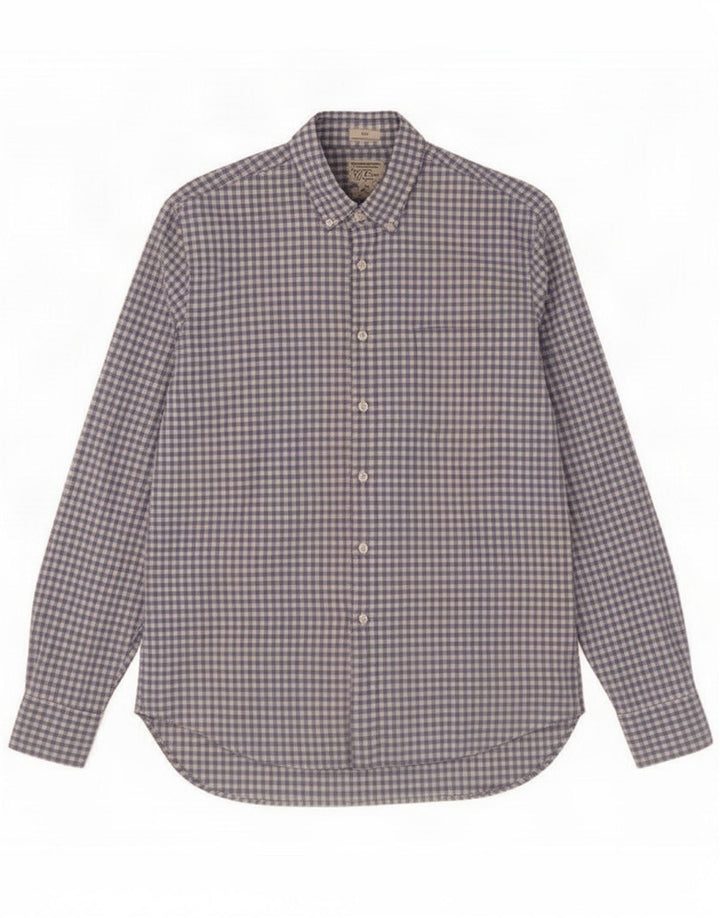 J. Crew Camisa ajustada para hombre de algodón a cuadros azul grande