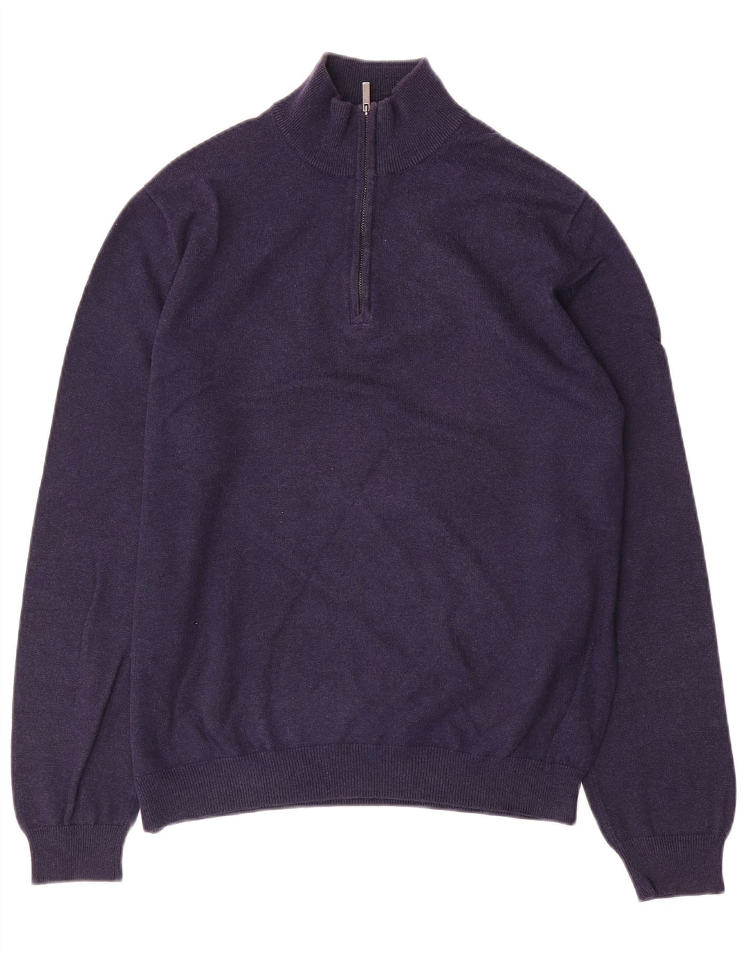 Massimo Dutti Jersey Hombre Con Cremallera Y Cuello Medio Algodón Azul Marino