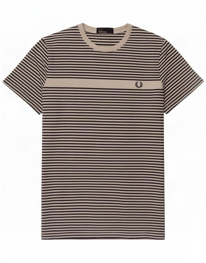 Fred Perry - Camiseta para hombre, talla pequeña, algodón a rayas blancas